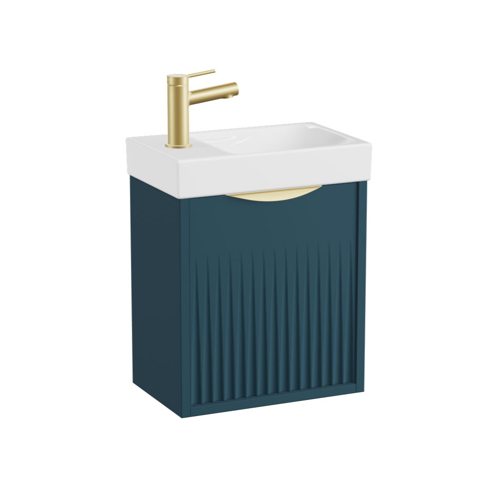 Vado Safari Fluted 400mm Atlantic Blue Wall Hung Cloakroom Vanity Unit & Basin - LH